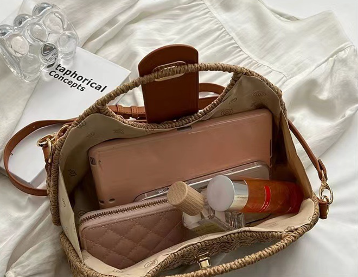 Straw Woven Beach Crossbody Bag for Women