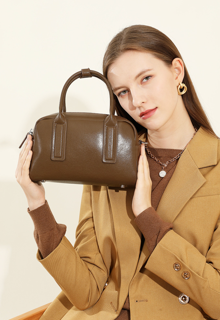 Genuine Leather Shoulder Bag for Women With Top Handle