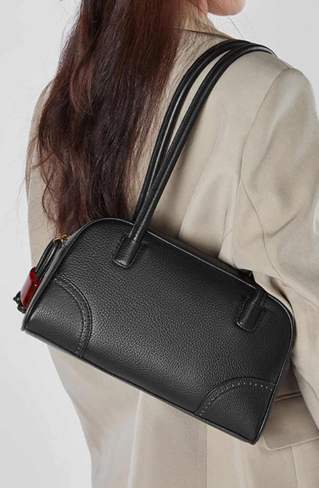 Women's Leather Shoulder Bag with Long Strap