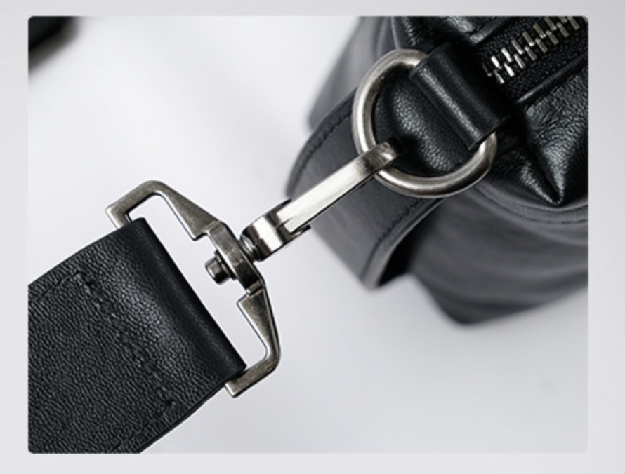 Men’s Black Leather Crossbody Messenger Chest Bag