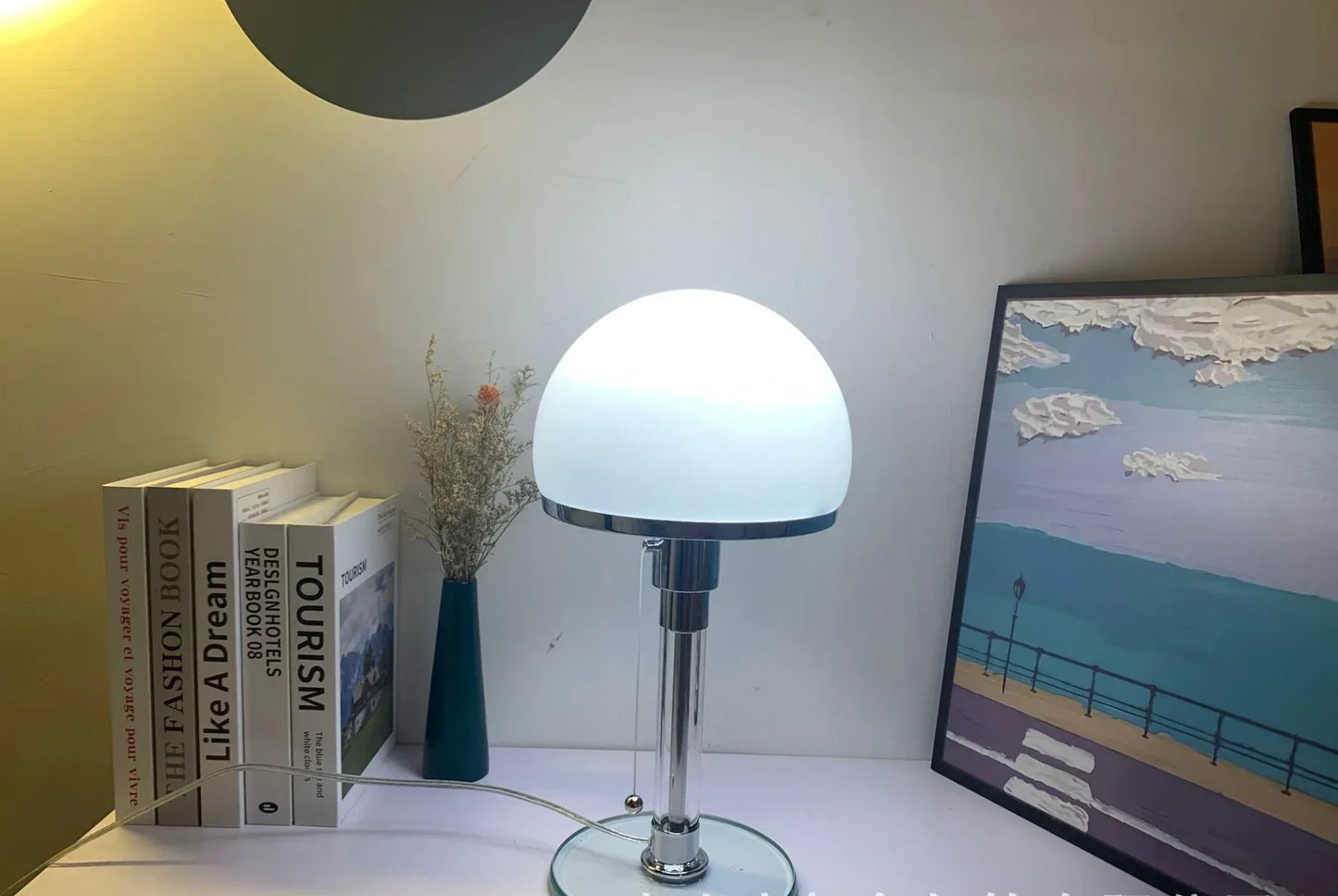Mid Century Modern Table Lamp with Glass Dome