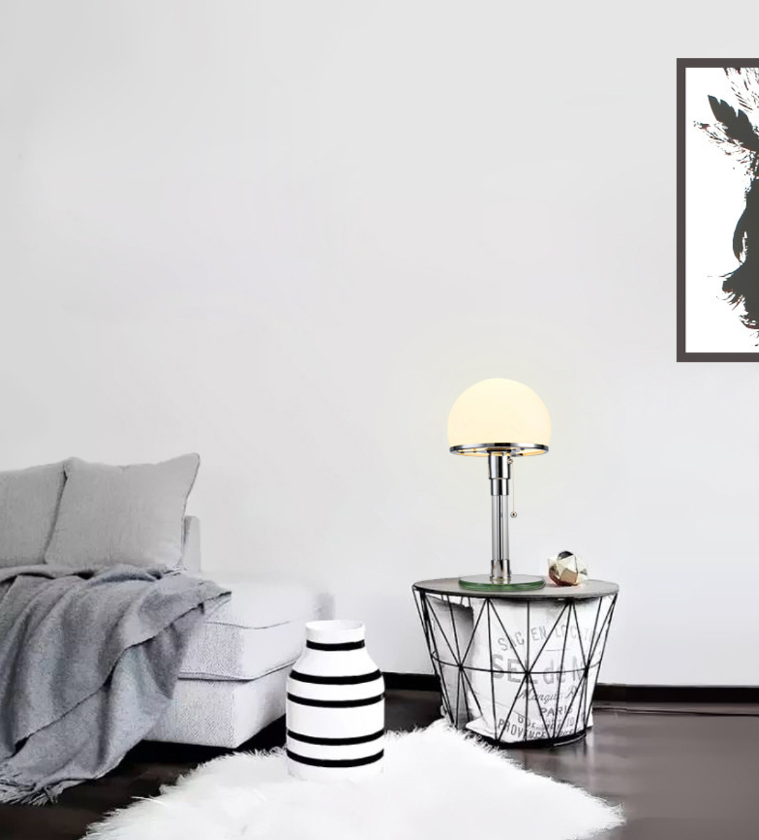 Mid Century Modern Table Lamp with Glass Dome
