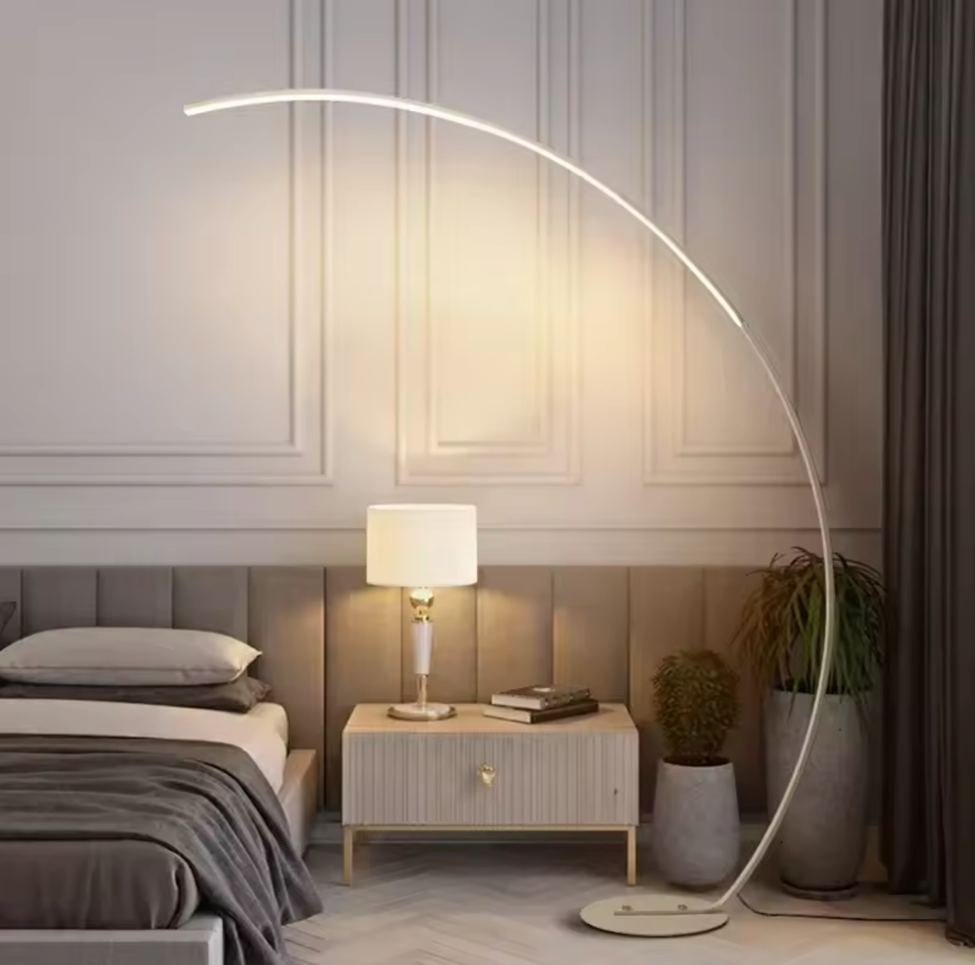 Half Moon Arc Floor Lamp Modern Boho Curved Lighting