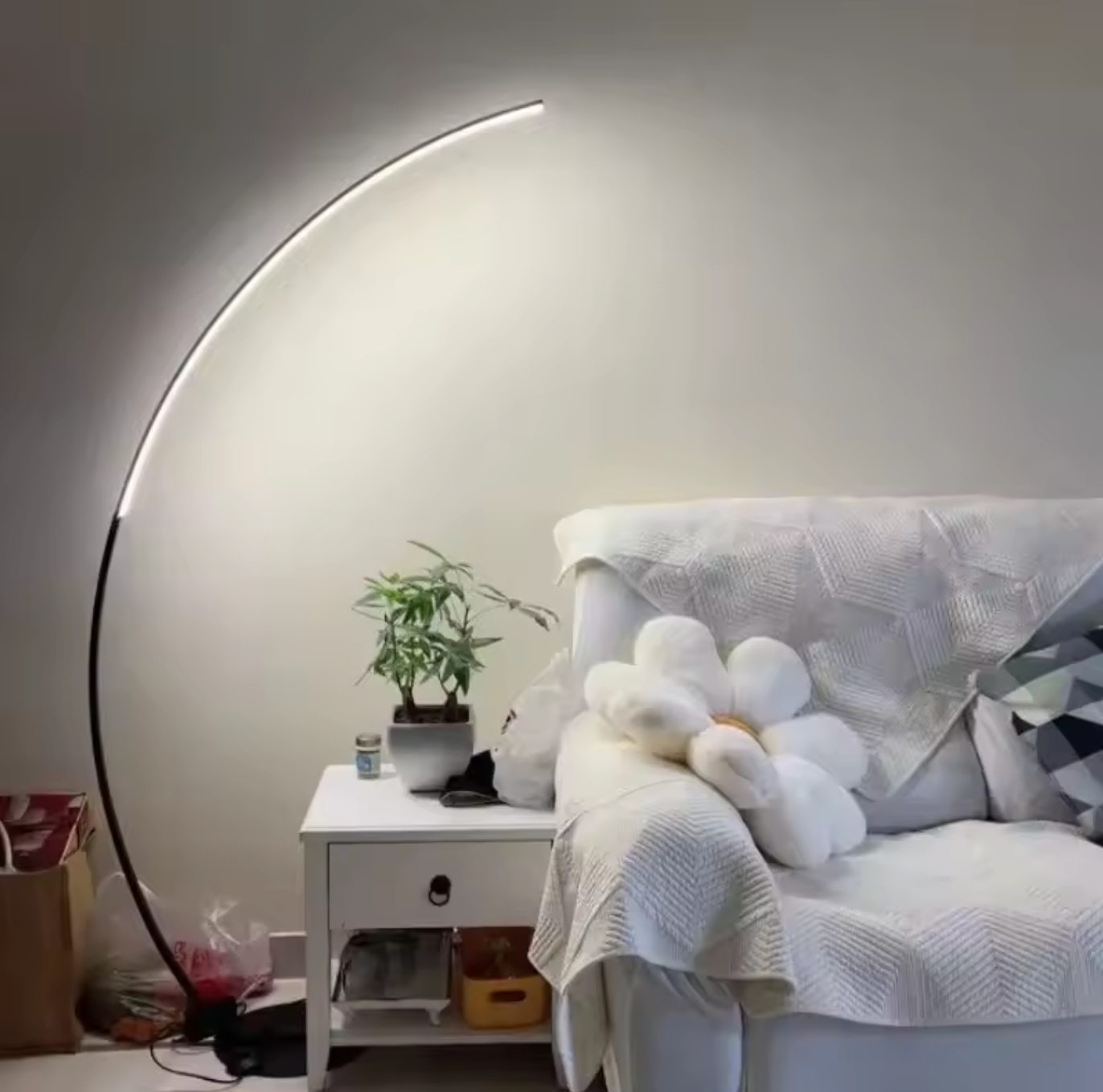 Half Moon Arc Floor Lamp Modern Boho Curved Lighting