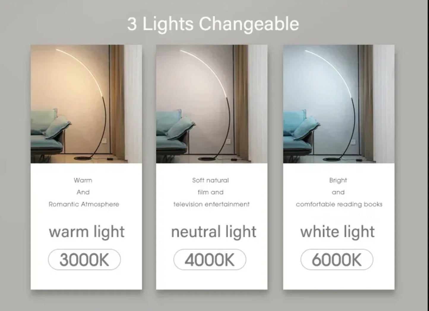 Half Moon Arc Floor Lamp Modern Boho Curved Lighting