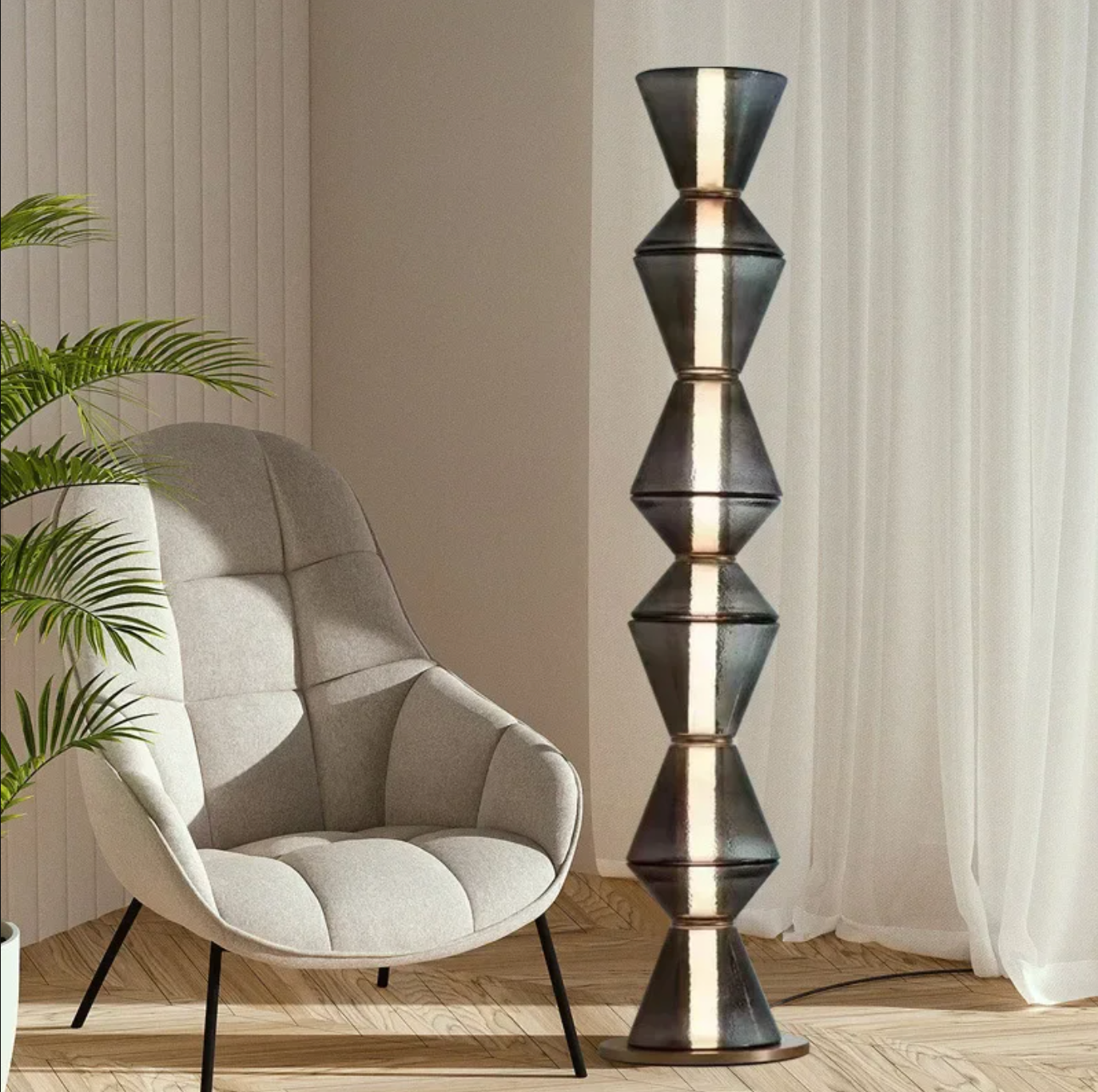 Nordic Geometric Column Floor Lamp for Living Room and Bedroom