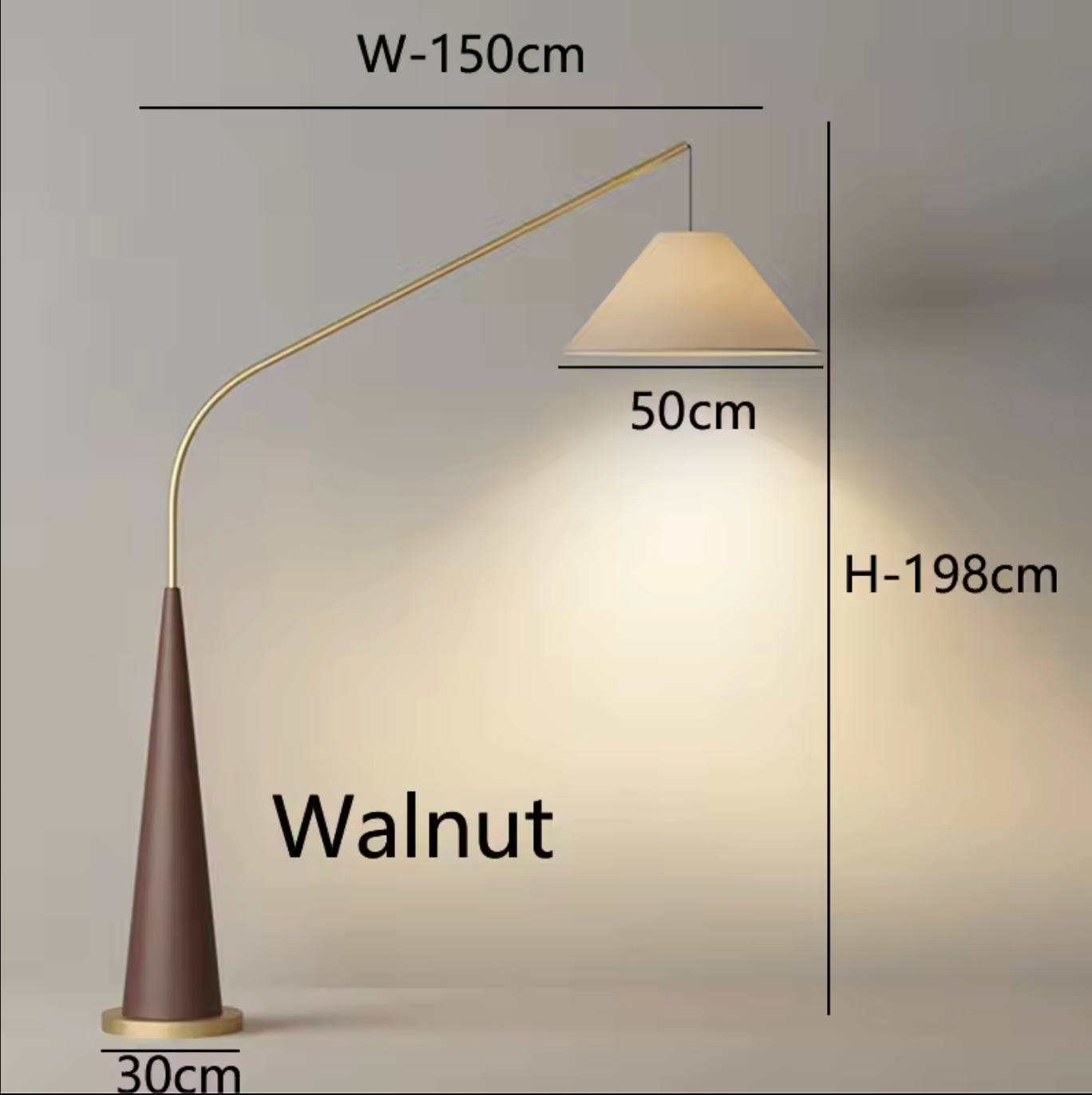 Modern Curved Arc Floor Lamp with Wood Base and Fabric Shade