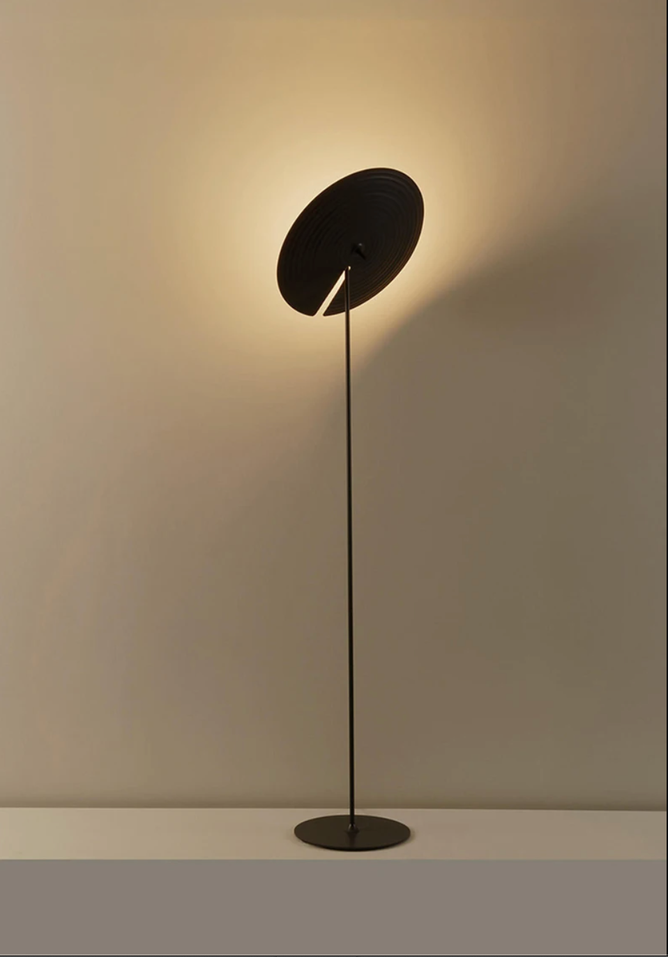 Art Deco Modern Floor Lamp with Disc Shade