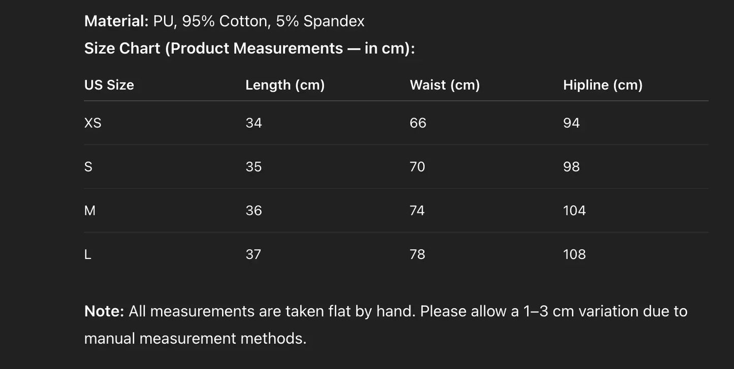 PU Leather Shorts with Pleated Front & Elastic Back