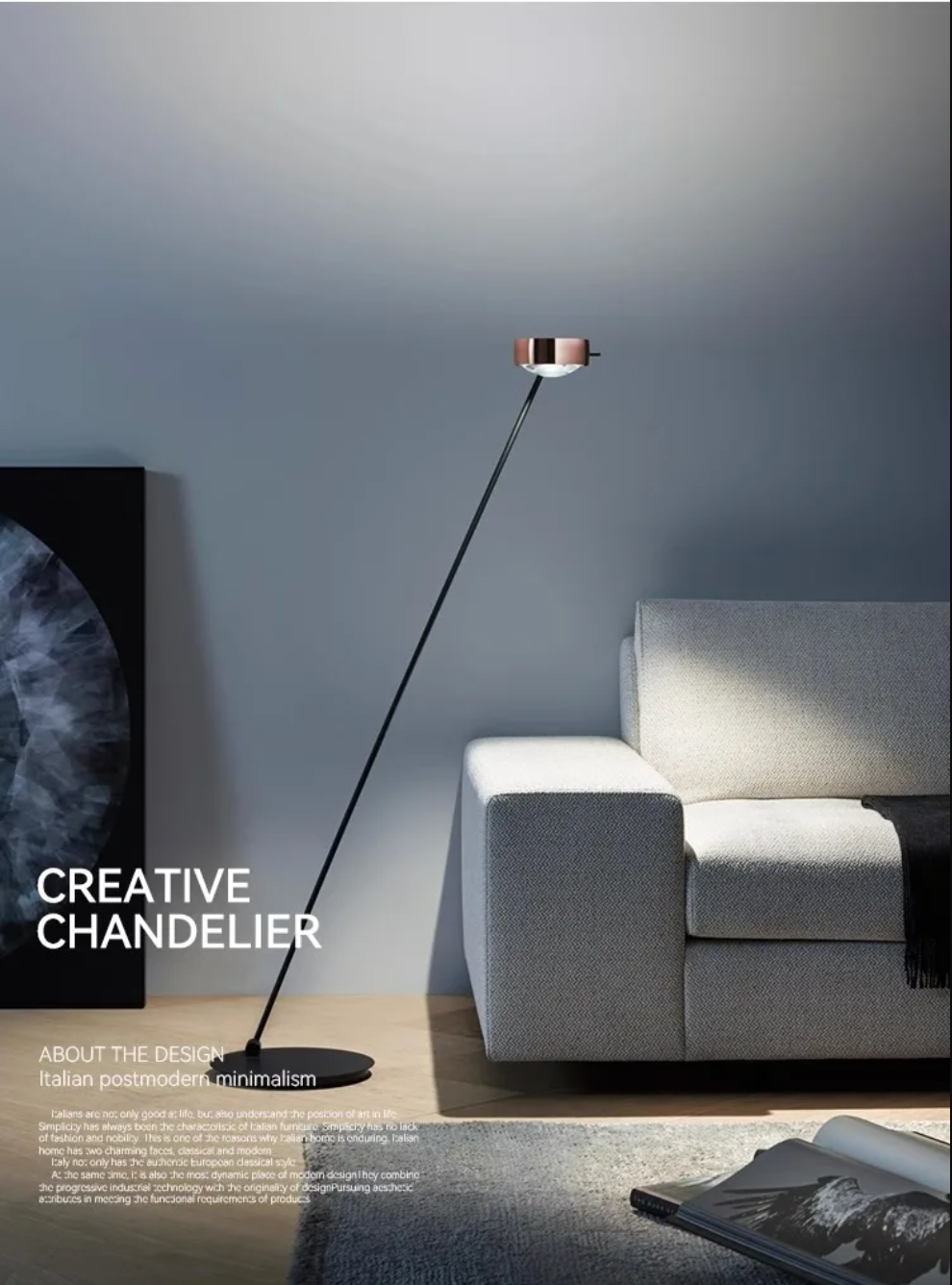 Modern Minimalist Floor Lamp with Adjustable Head Reading Light