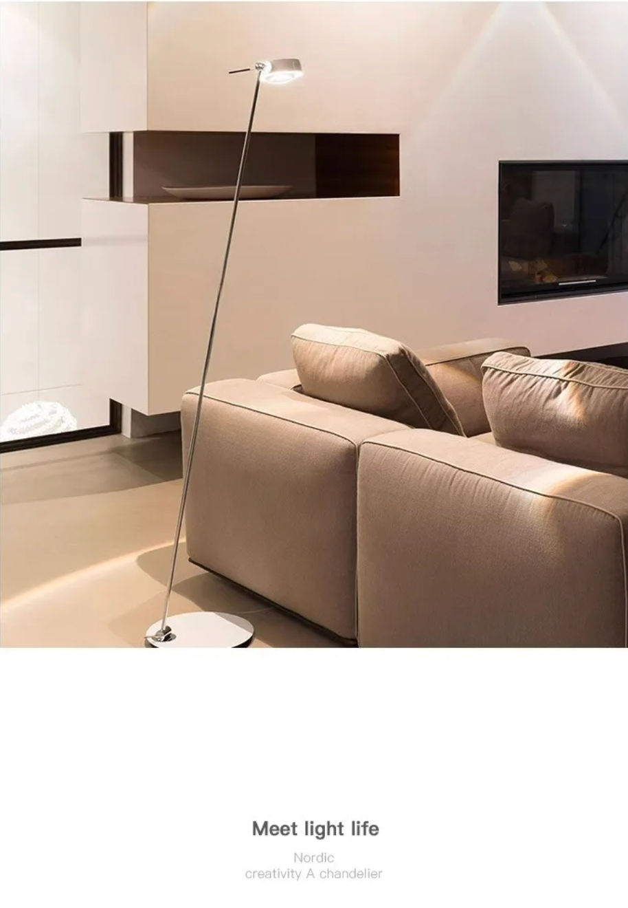 Modern Minimalist Floor Lamp with Adjustable Head Reading Light