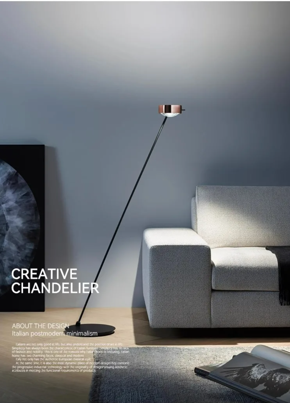 Modern Minimalist Floor Lamp with Adjustable Head Reading Light