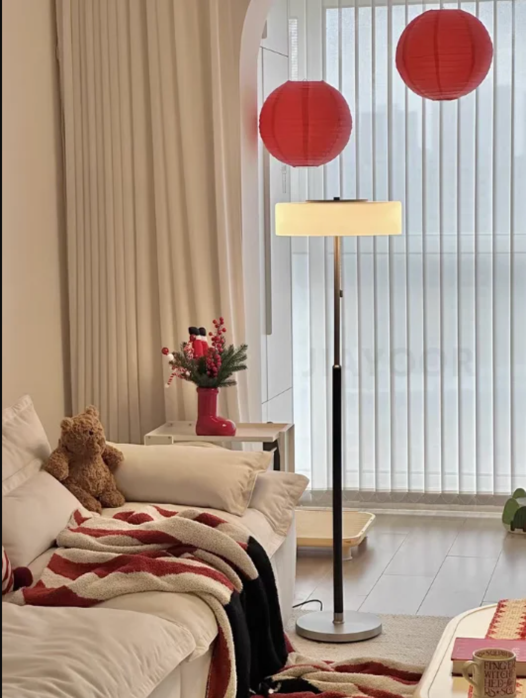 Modern Black Frosted Glass Floor Lamp with Pull Chain