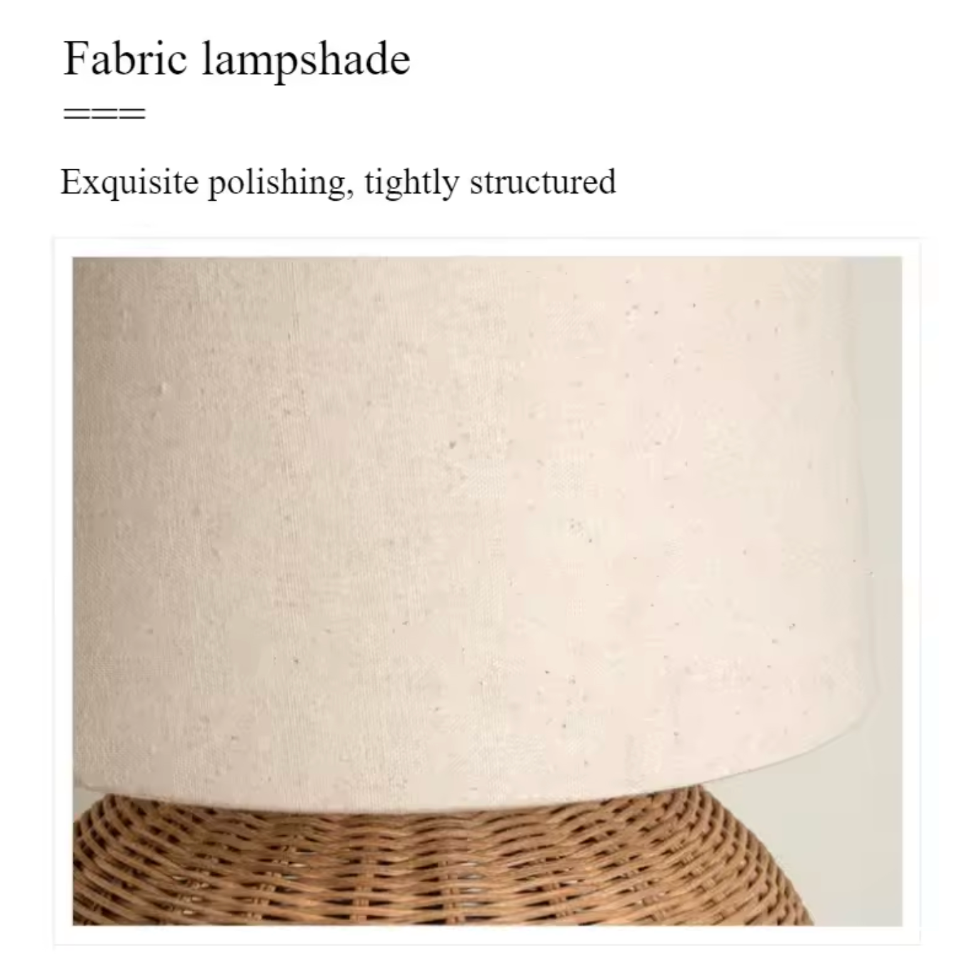 Modern Rattan Table Lamp with Fabric Shade for Bedroom