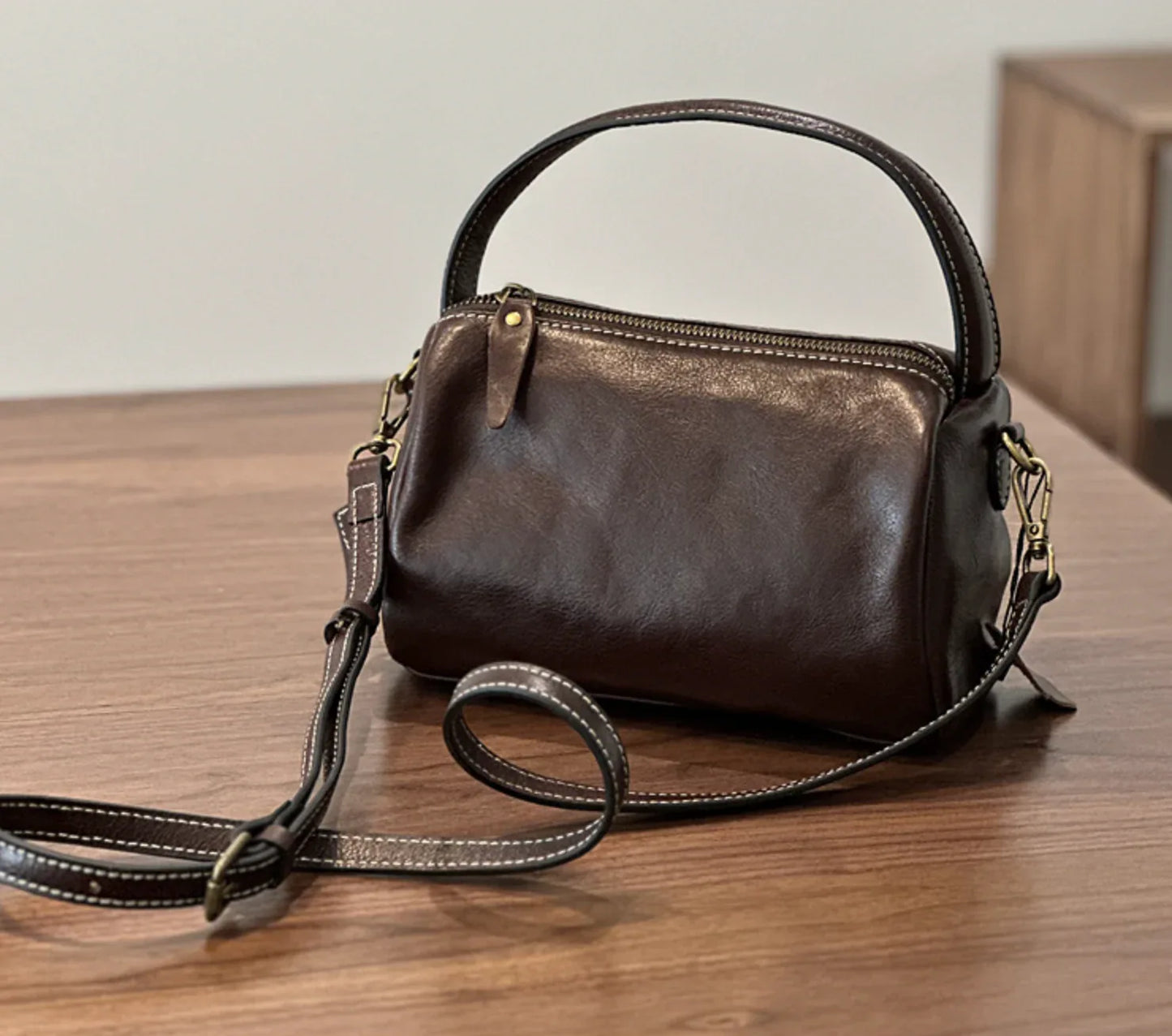 Genuine Leather Shoulder Bag for Women Top Handle