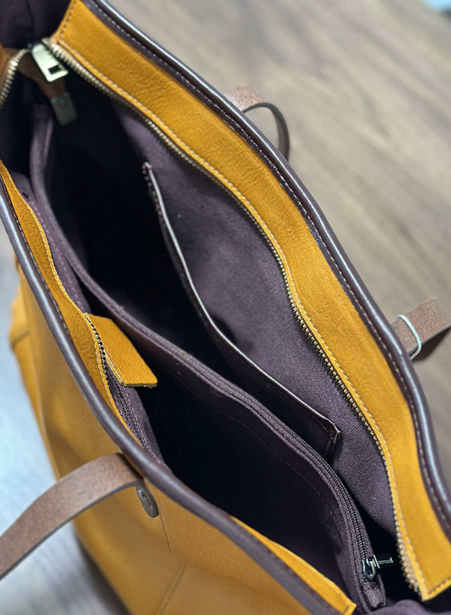 Full Grain Leather Tote Bag Office Shoulder