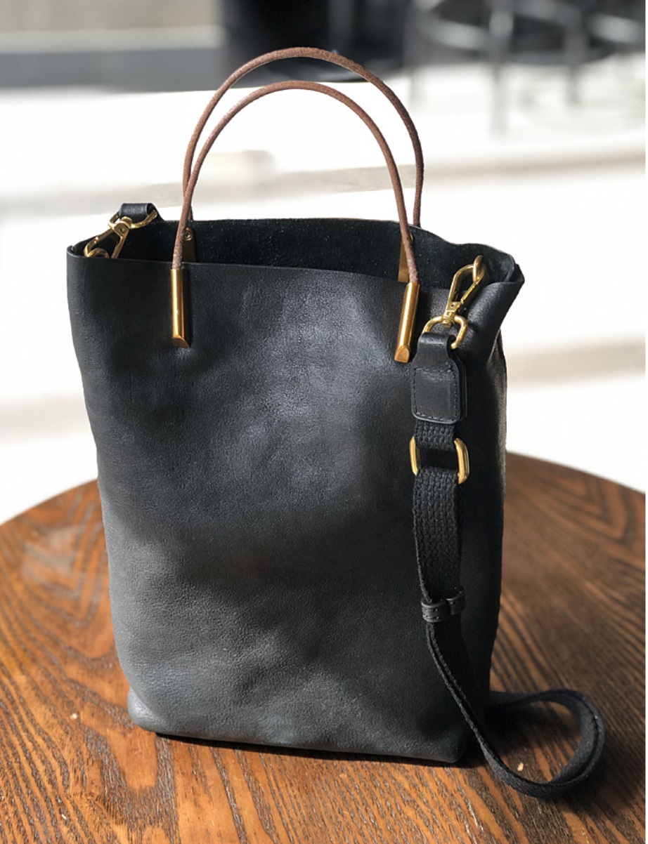 Genuine Brown Office Tote with Adjustable Strap