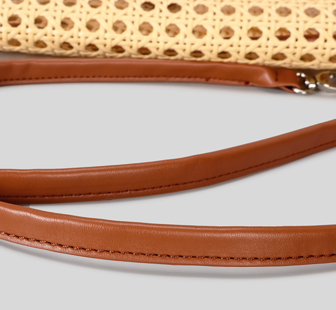 Woven PU Straw Crossbody Bag for Women
