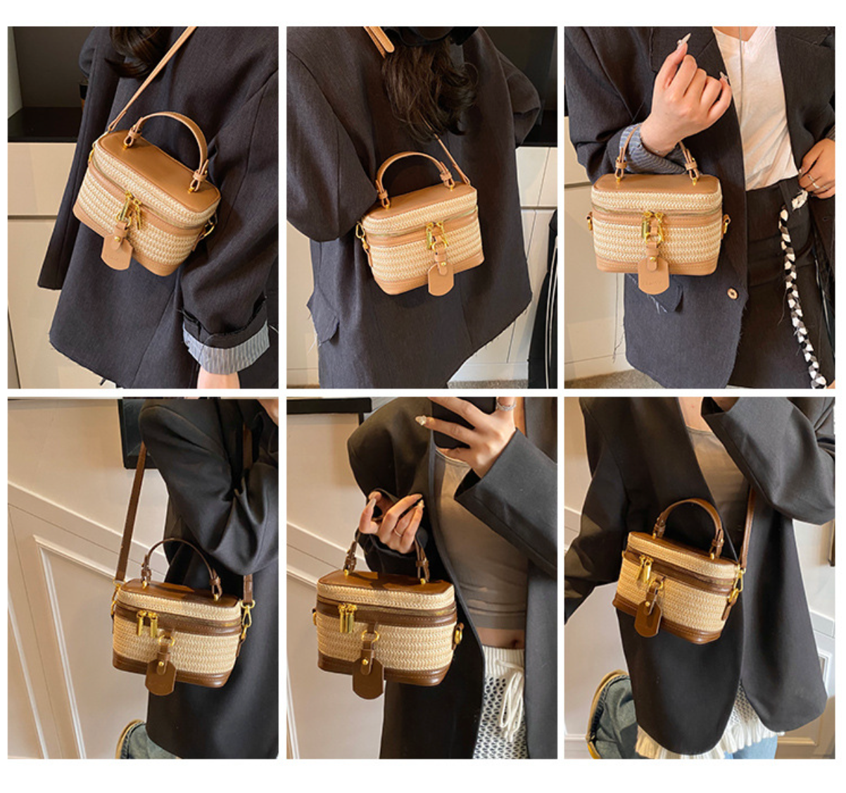 Straw Crossbody Purse for Women Woven Box Beach Bag