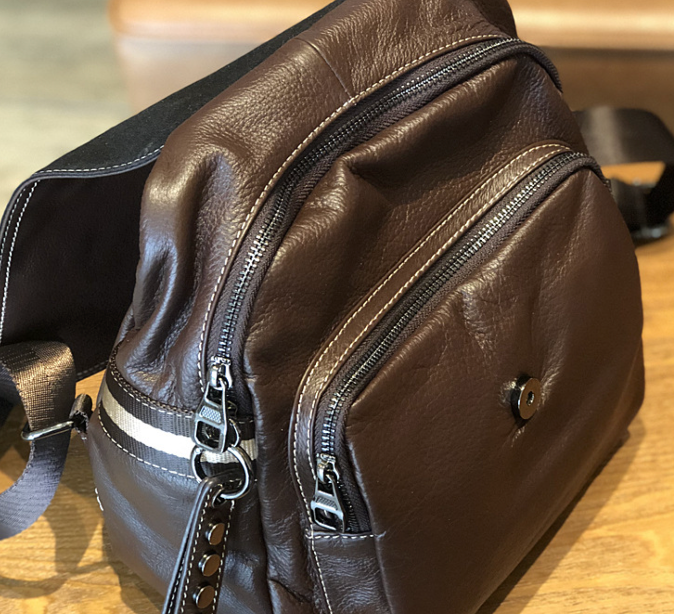 Brown Leather Backpack for Women with Laptop Space