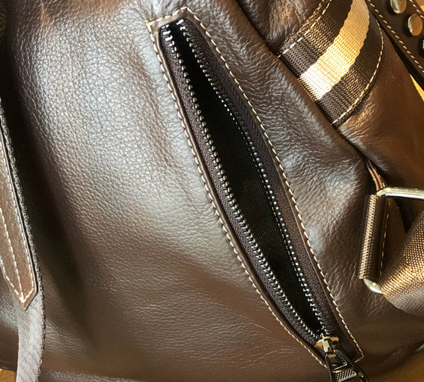 Brown Leather Backpack for Women with Laptop Space