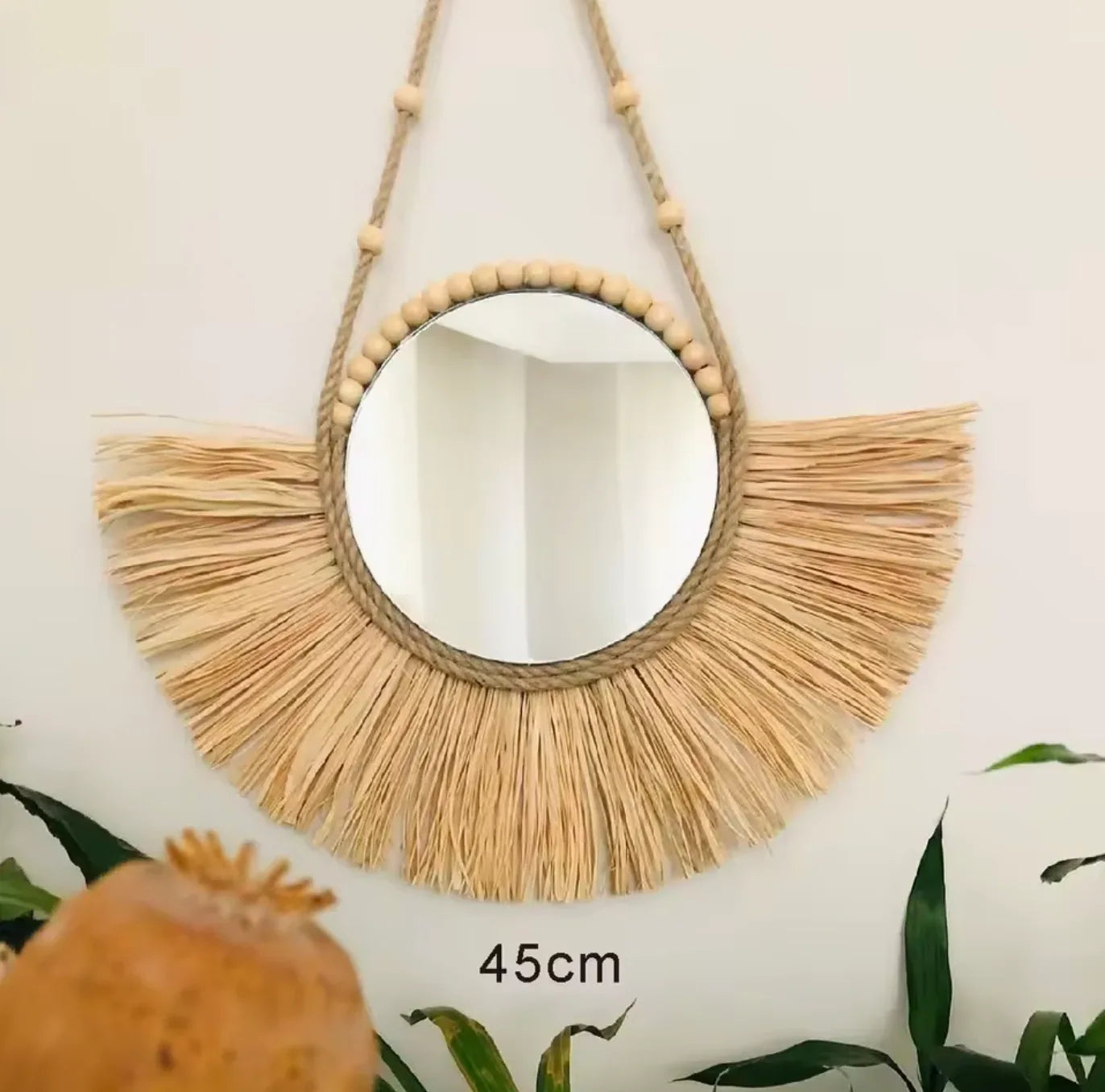 Handwoven Boho Raffia Straw Wall Hanging for Living Room