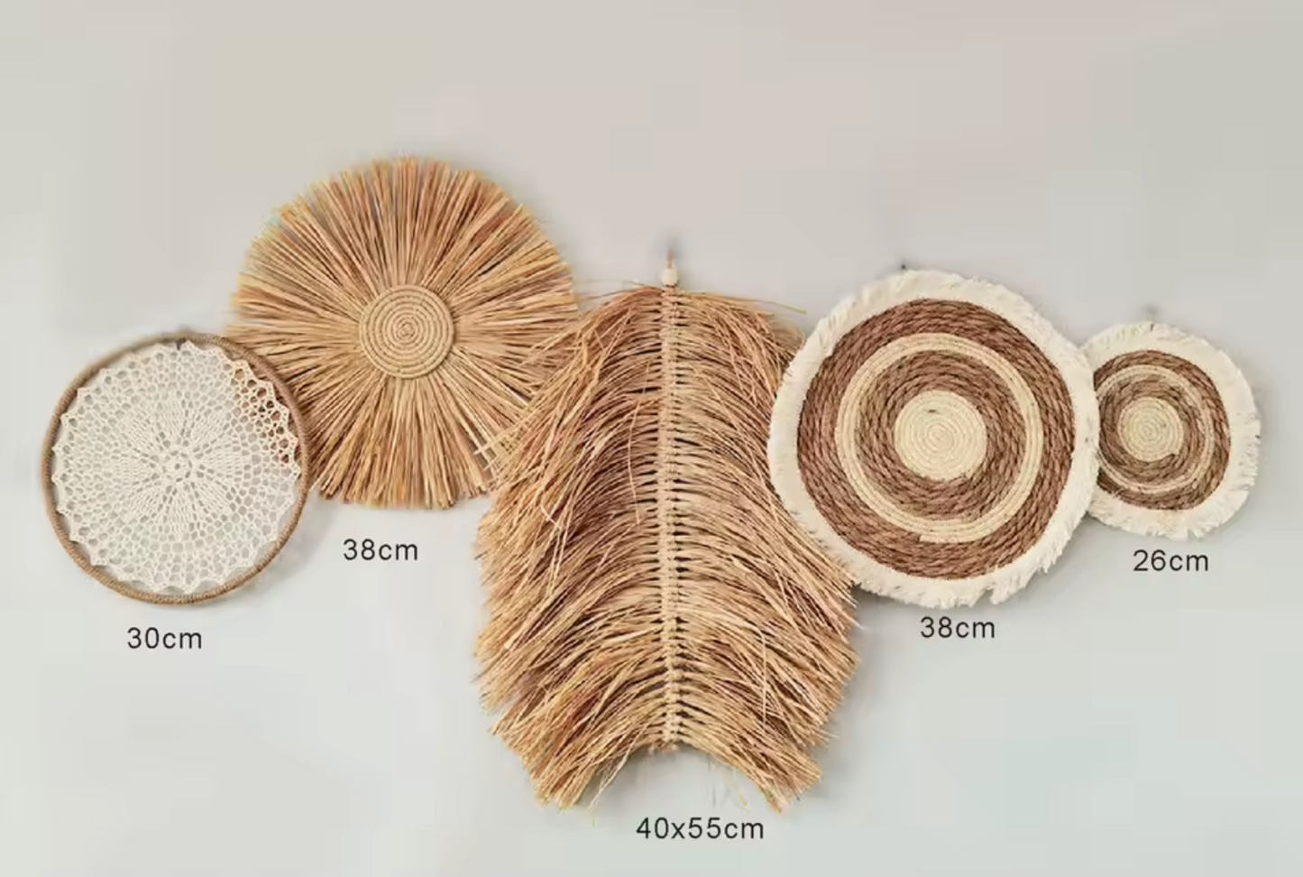Handmade Boho Raffia Wall Hanging Rustic Straw Art