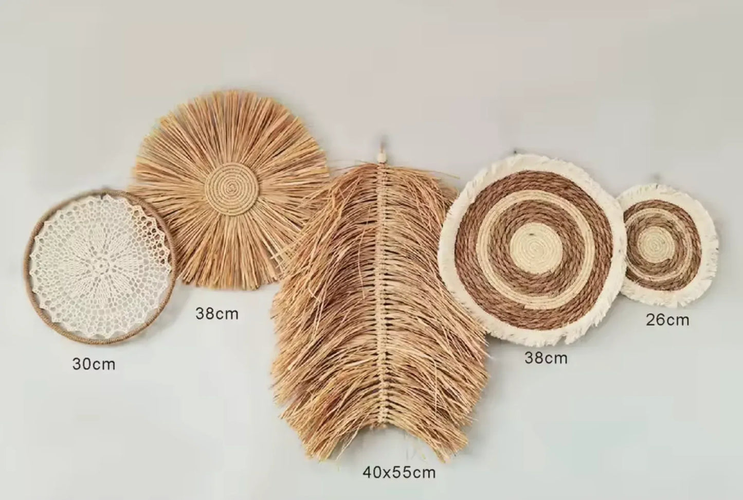 Handmade Boho Raffia Wall Hanging Rustic Straw Art 7