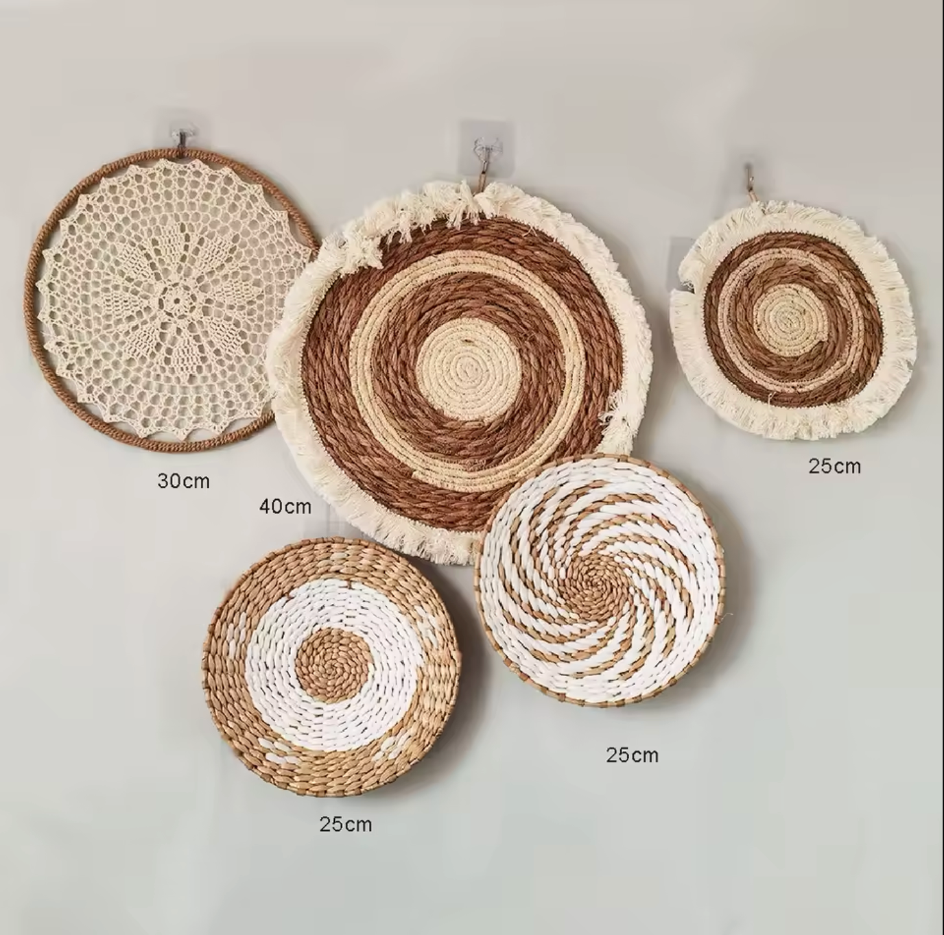 Handmade Boho Raffia Wall Hanging Rustic Straw Art