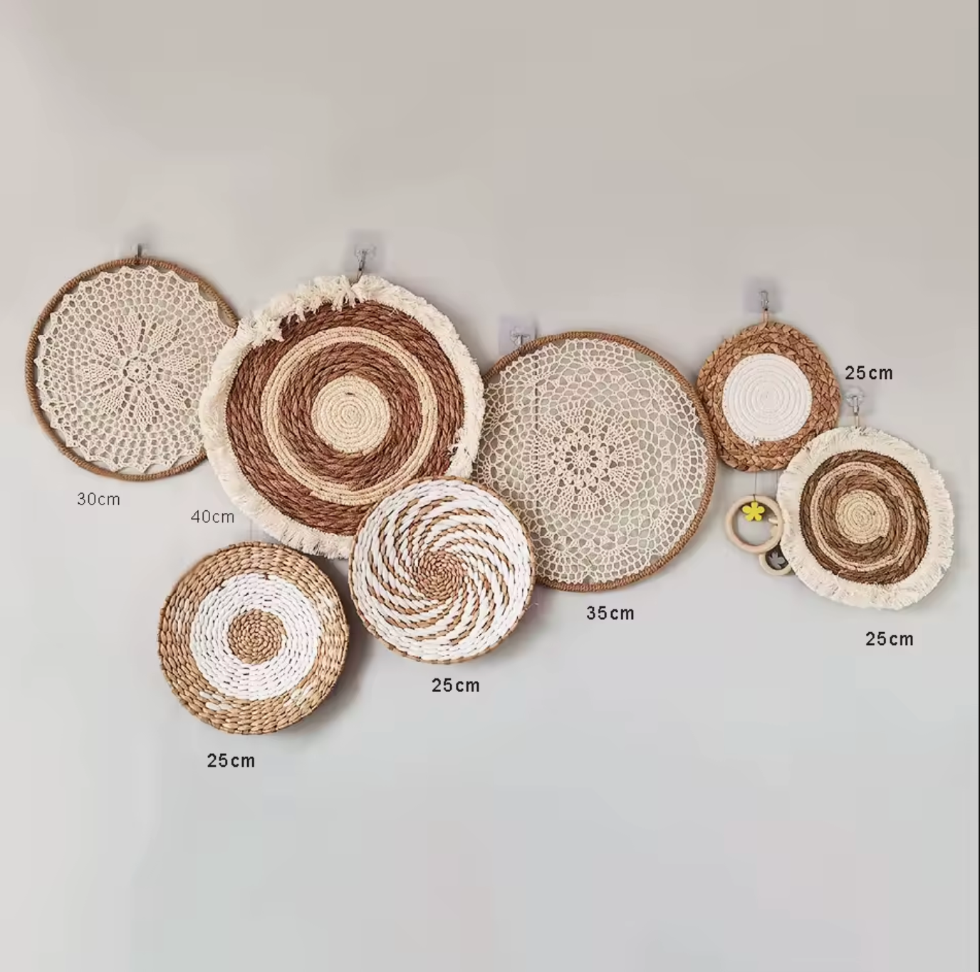 Handmade Boho Raffia Wall Hanging Rustic Straw Art