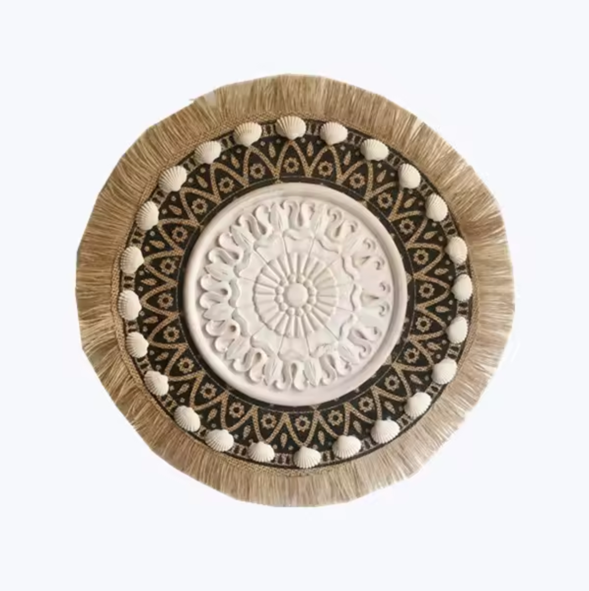 Raffia Wall Hanging Natural Grass Round Woven Tapestry