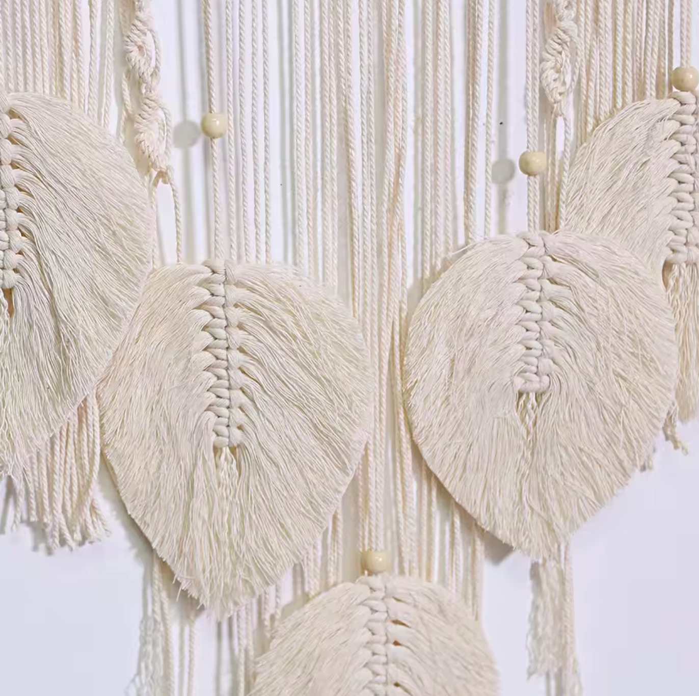 Large Macrame Dream Catcher Wall Hanging with Leaf Tassels