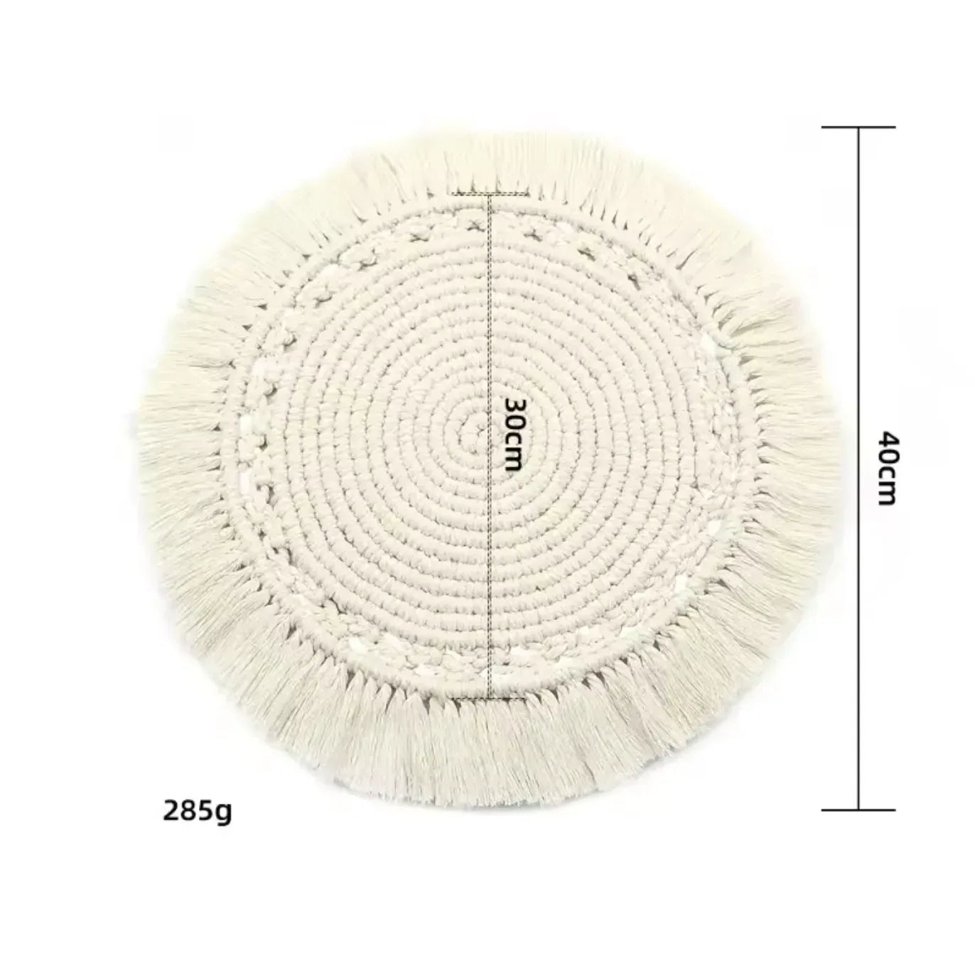 Handmade Boho Round Macrame Cotton Placemat with Tassels