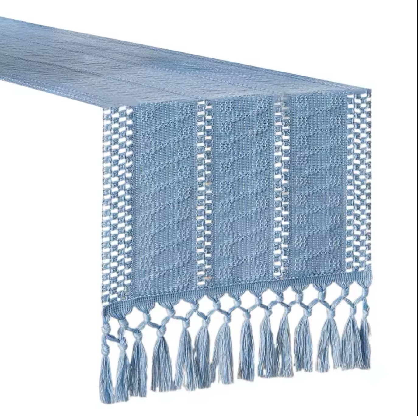 Cotton Linen Table Runner with Tassel Ends