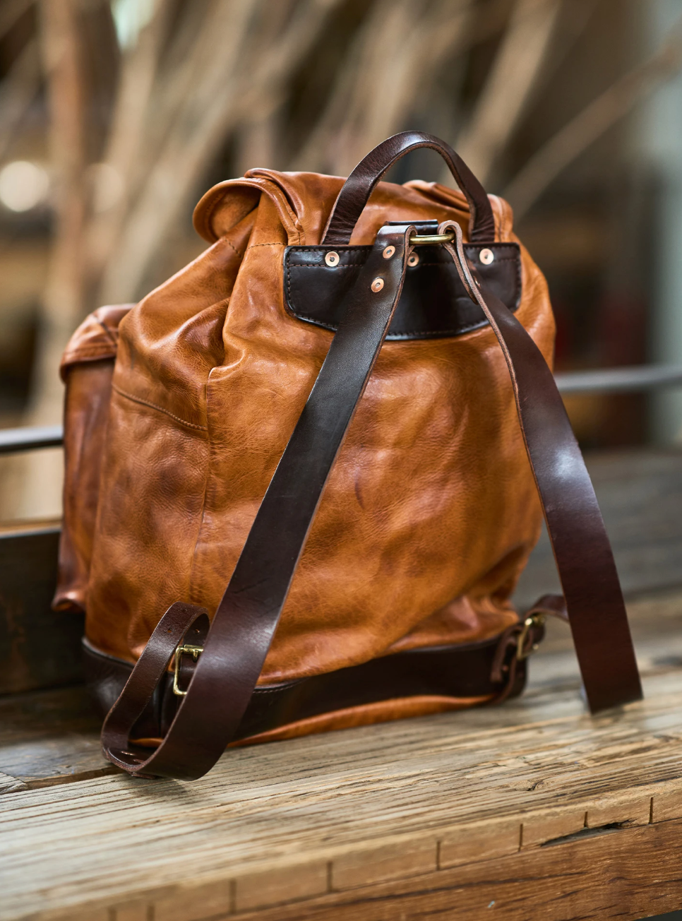Designer Leather Bookbag for Work and Travel