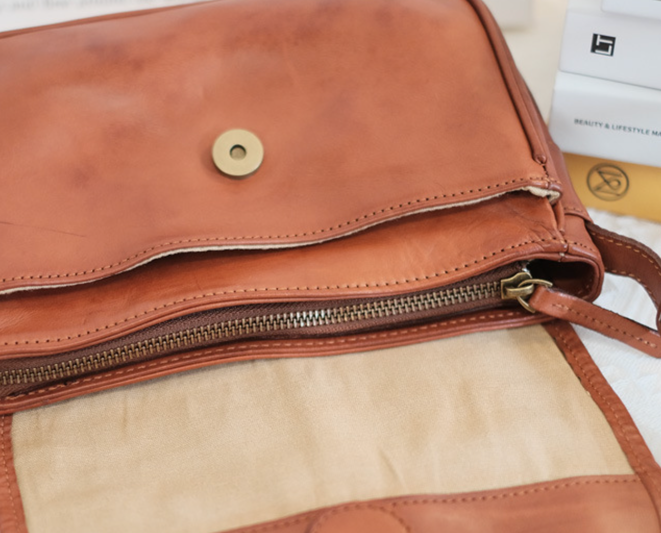 Genuine Brown Leather Crossbody Purse for Work & Office