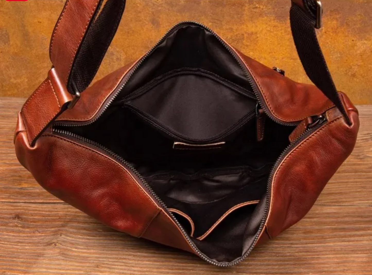 Men's Genuine Leather Crescent Chest Bag