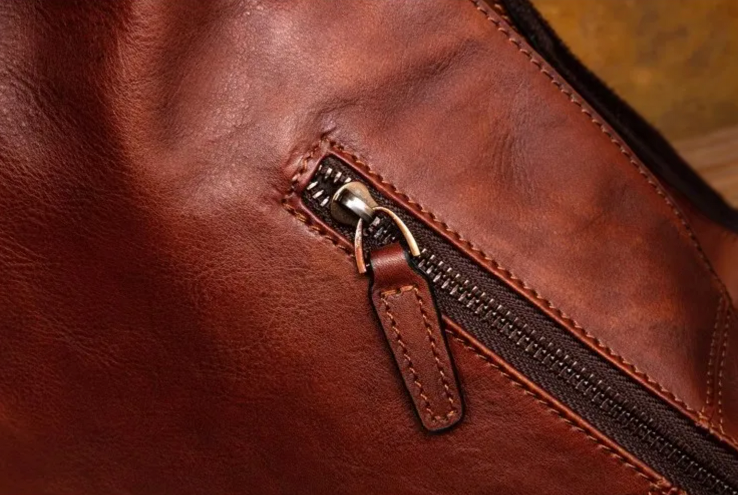Men's Genuine Leather Crescent Chest Bag