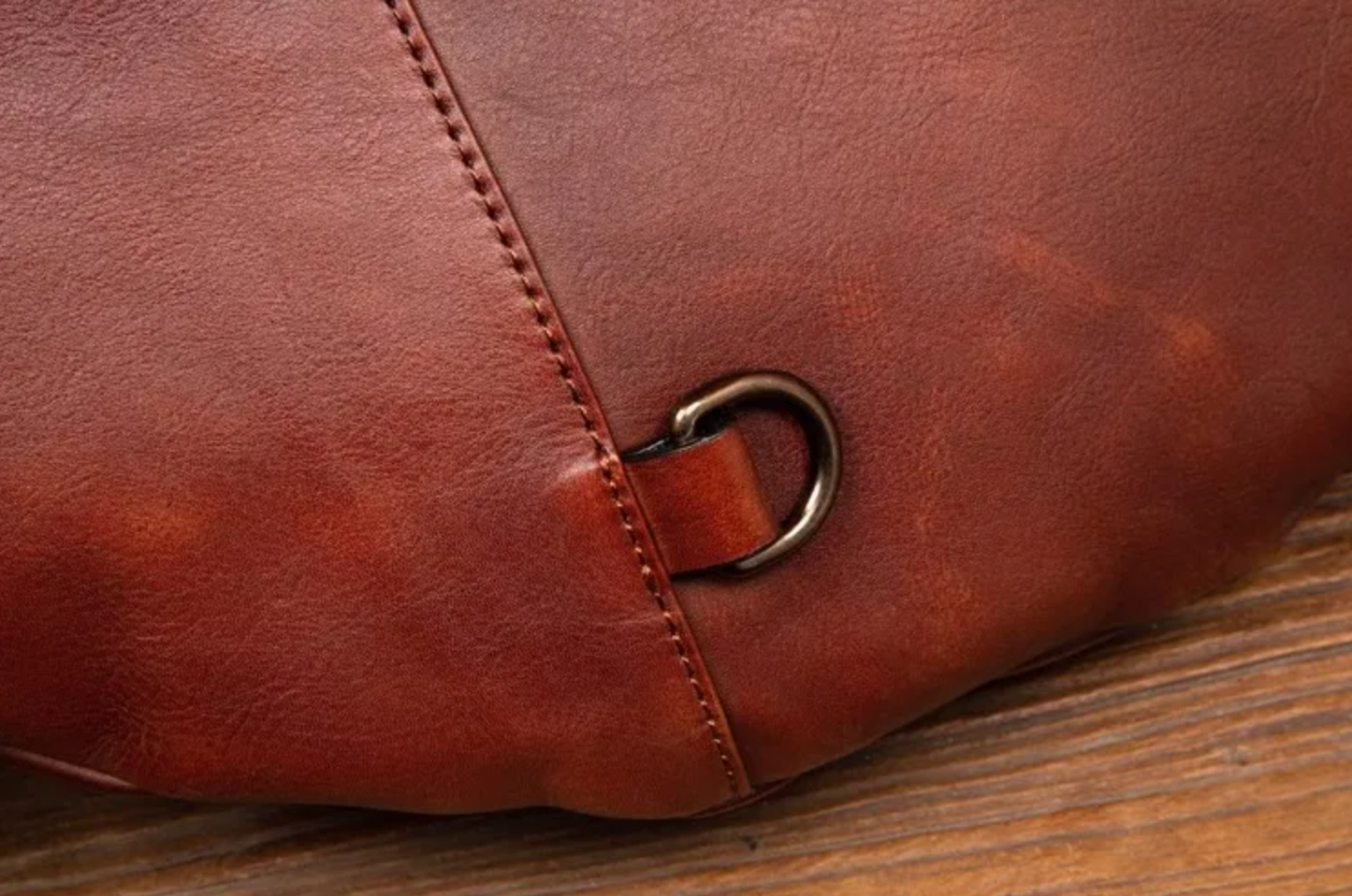 Men's Genuine Leather Crescent Chest Bag