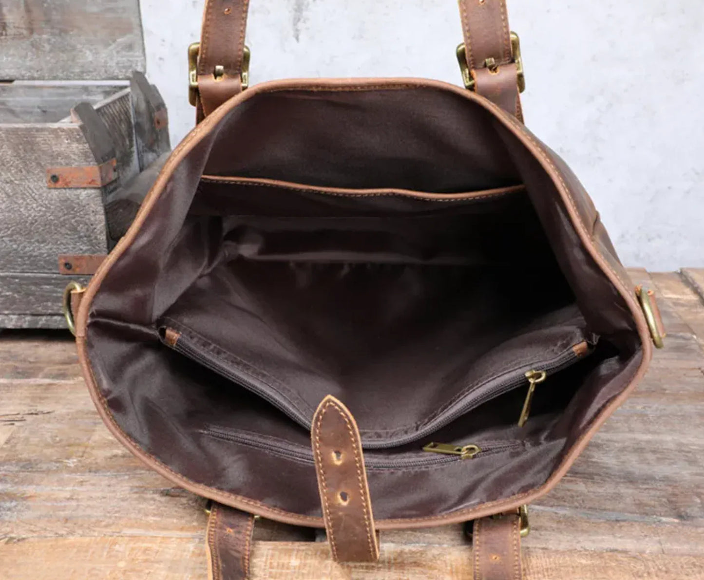 Vintage Brown Genuine Leather Messenger Bag for Men