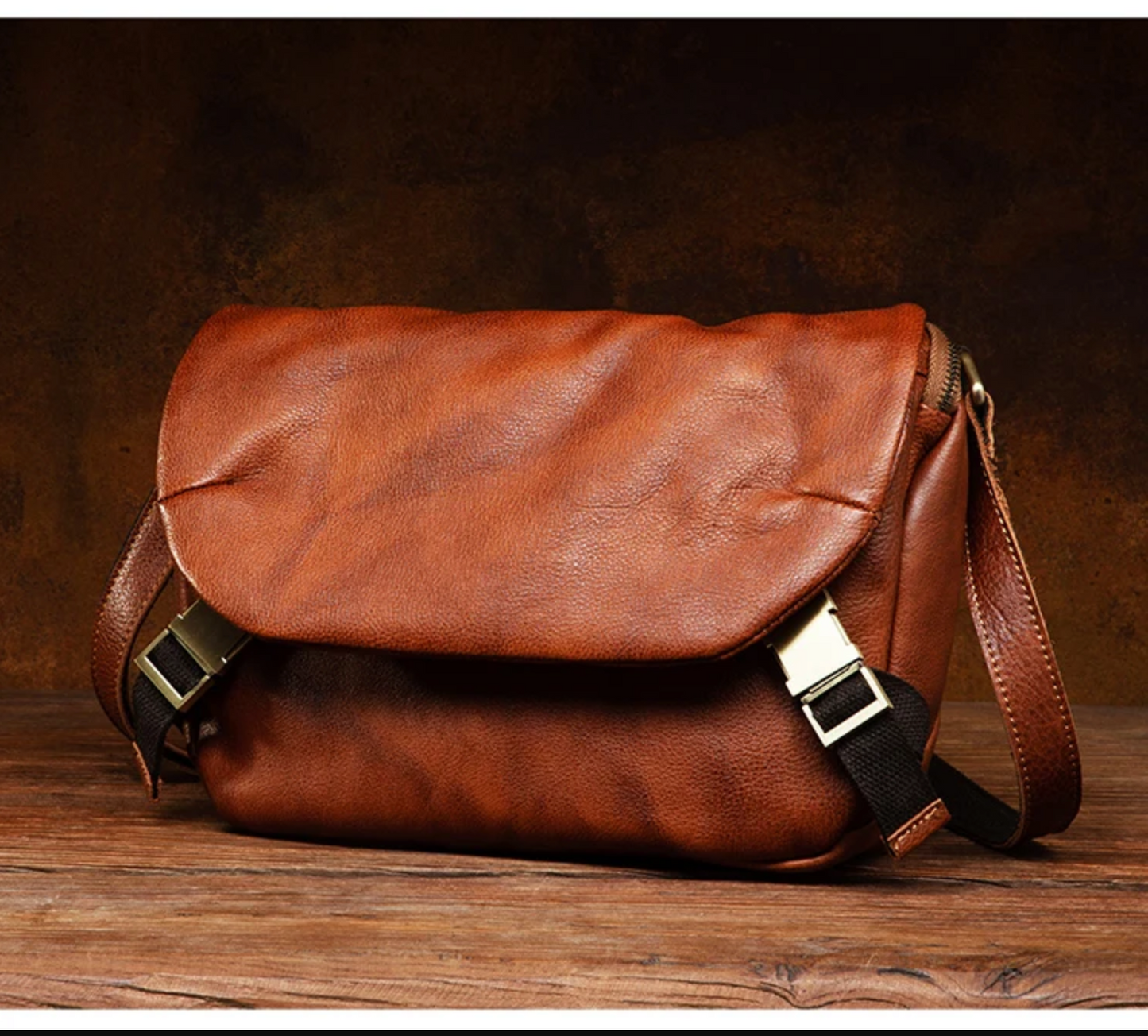 Men’s Genuine Leather Messenger Crossbody Chest Bag