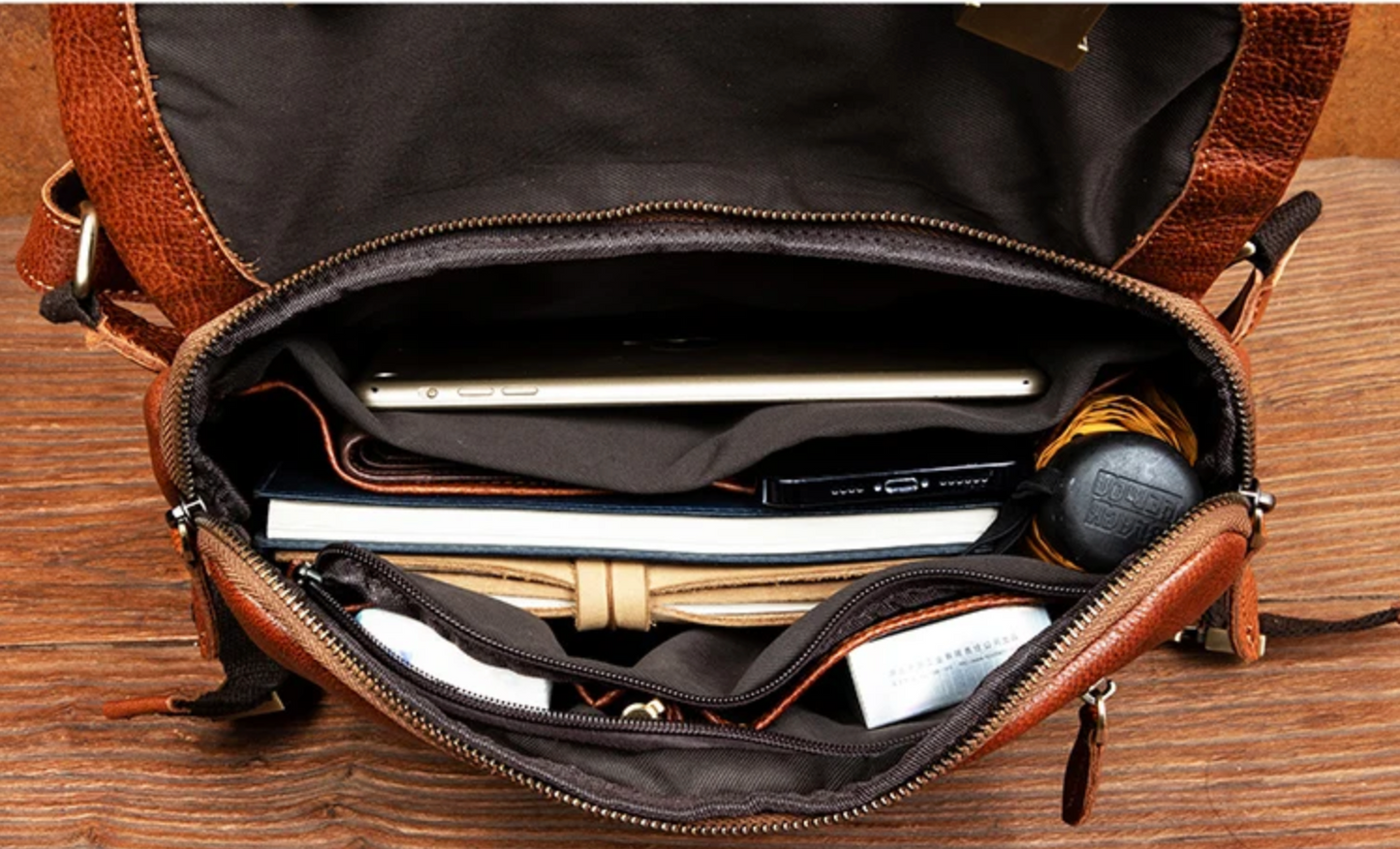 Men’s Genuine Leather Messenger Crossbody Chest Bag