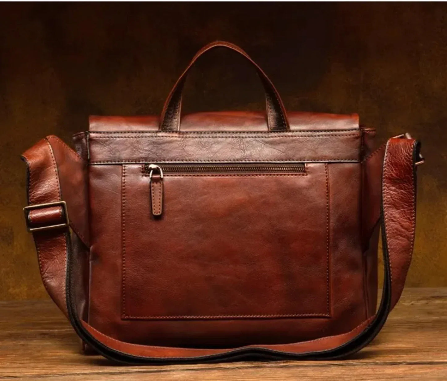 Retro Handmade Brown Leather Crossbody Bag