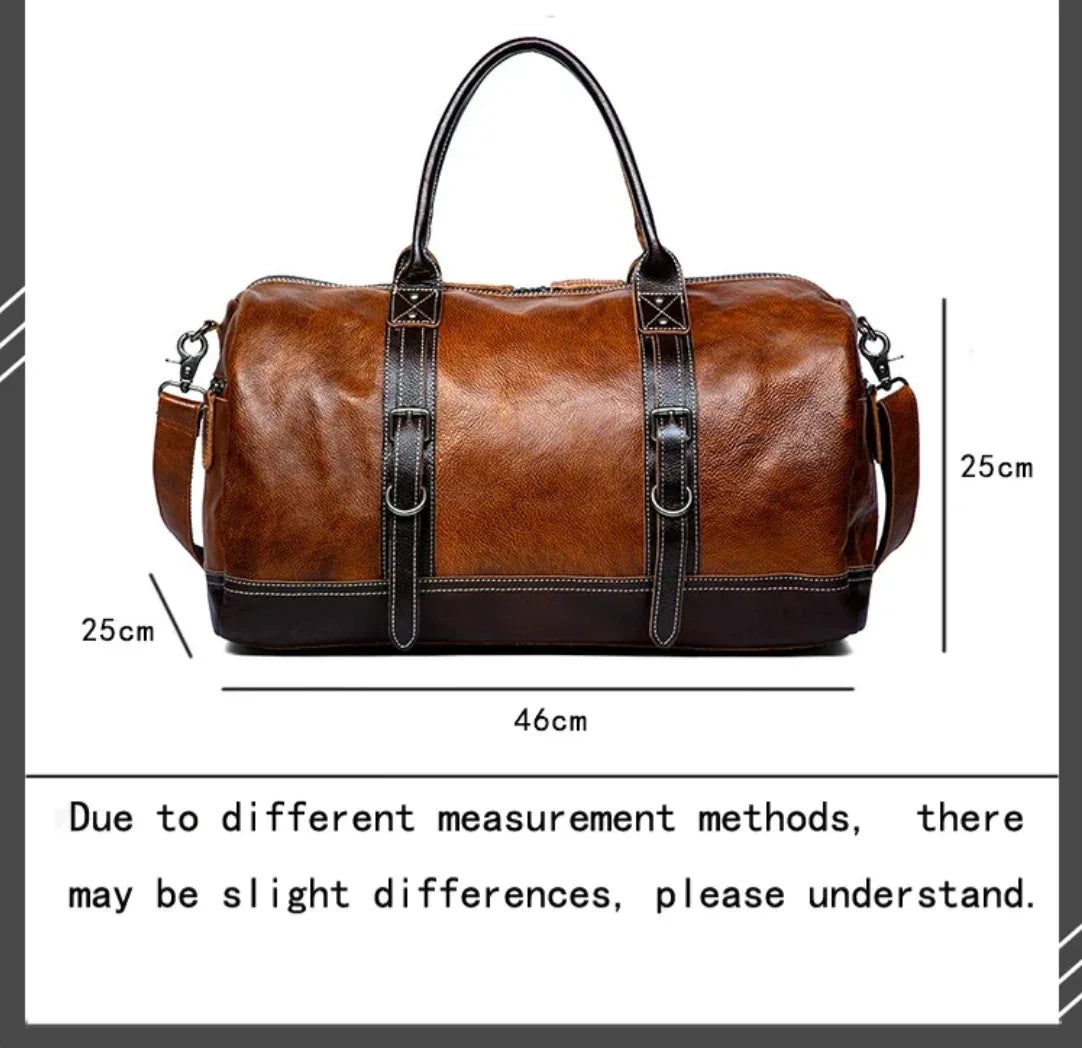 Handmade Brown Leather Travel Duffle, Gym & Overnight Bag
