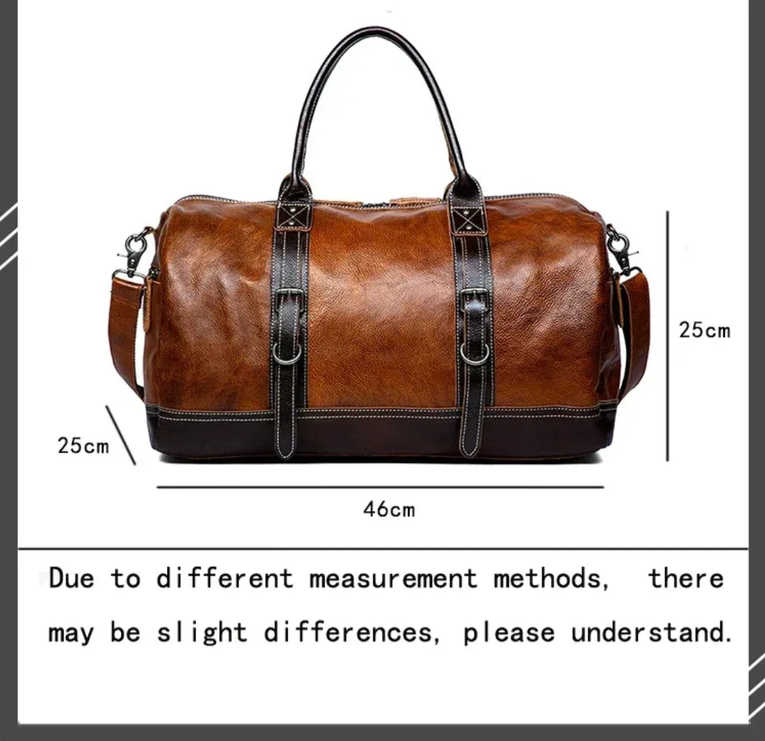 Handmade Brown Leather Travel Duffle, Gym & Overnight Bag