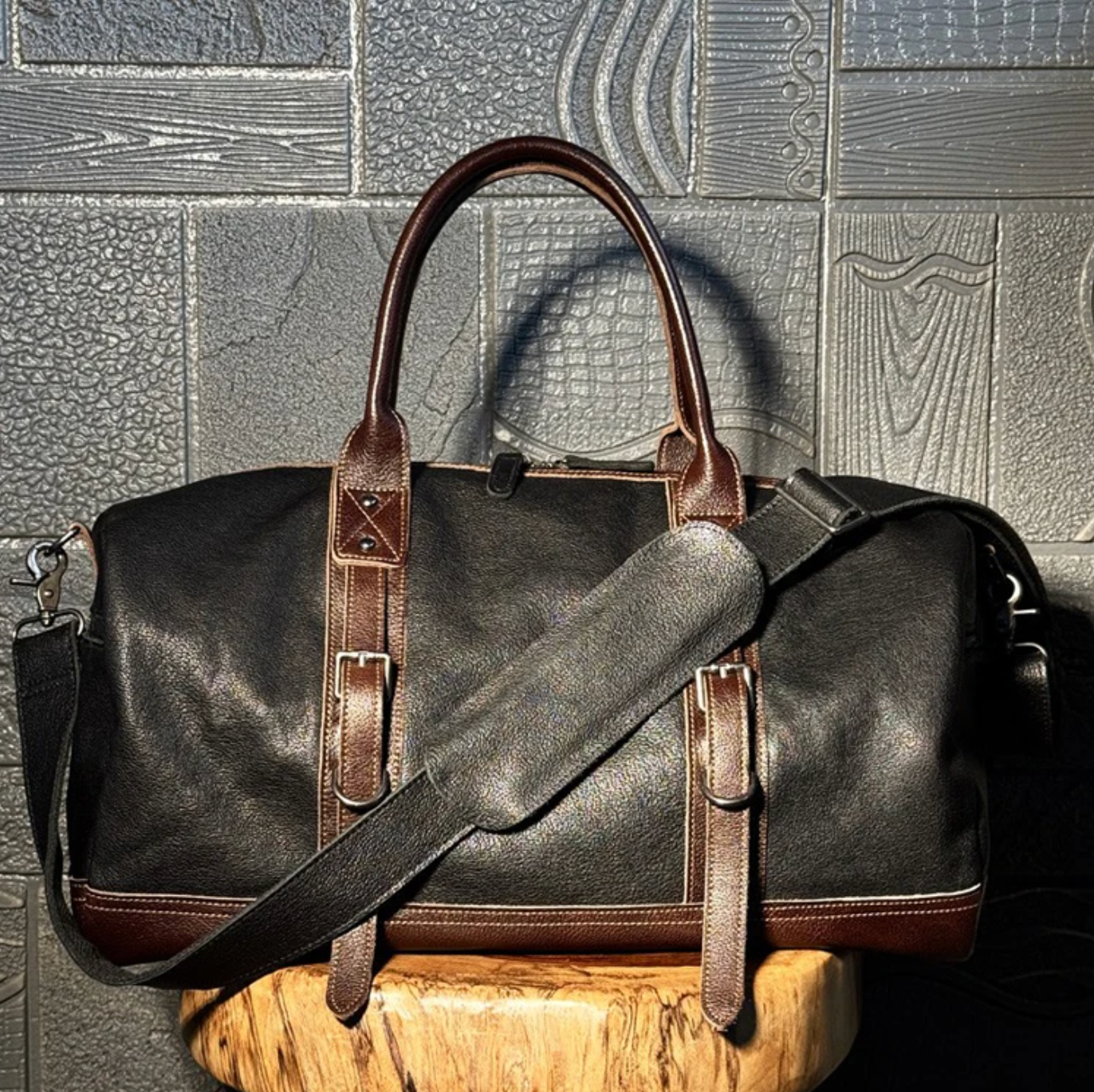 Handmade Brown Leather Travel Duffle, Gym & Overnight Bag