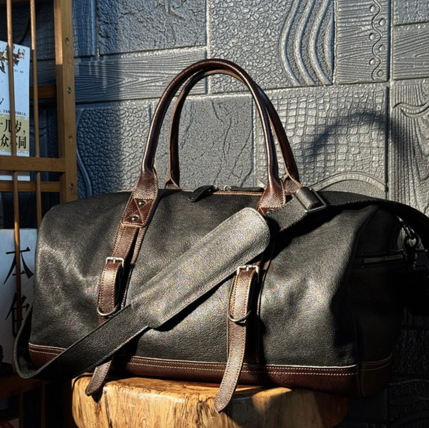 Handmade Brown Leather Travel Duffle, Gym & Overnight Bag
