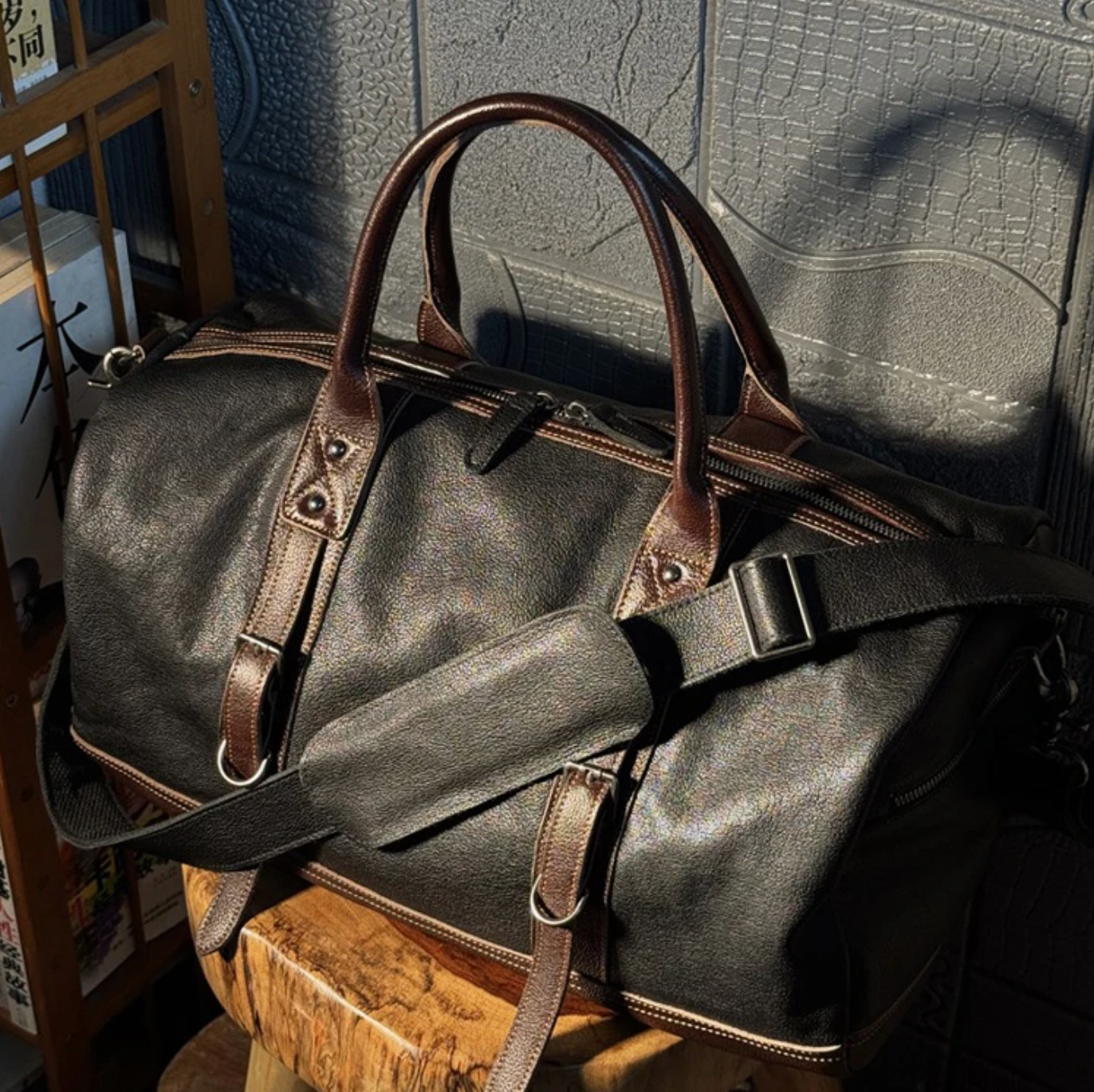 Handmade Brown Leather Travel Duffle, Gym & Overnight Bag