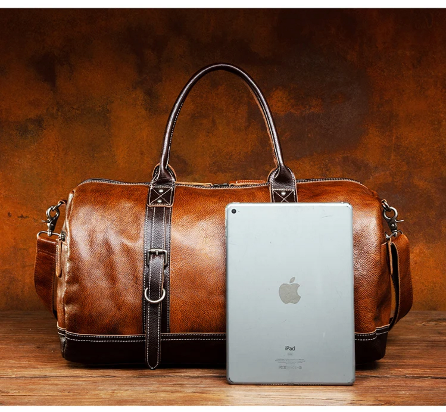 Handmade Brown Leather Travel Duffle, Gym & Overnight Bag