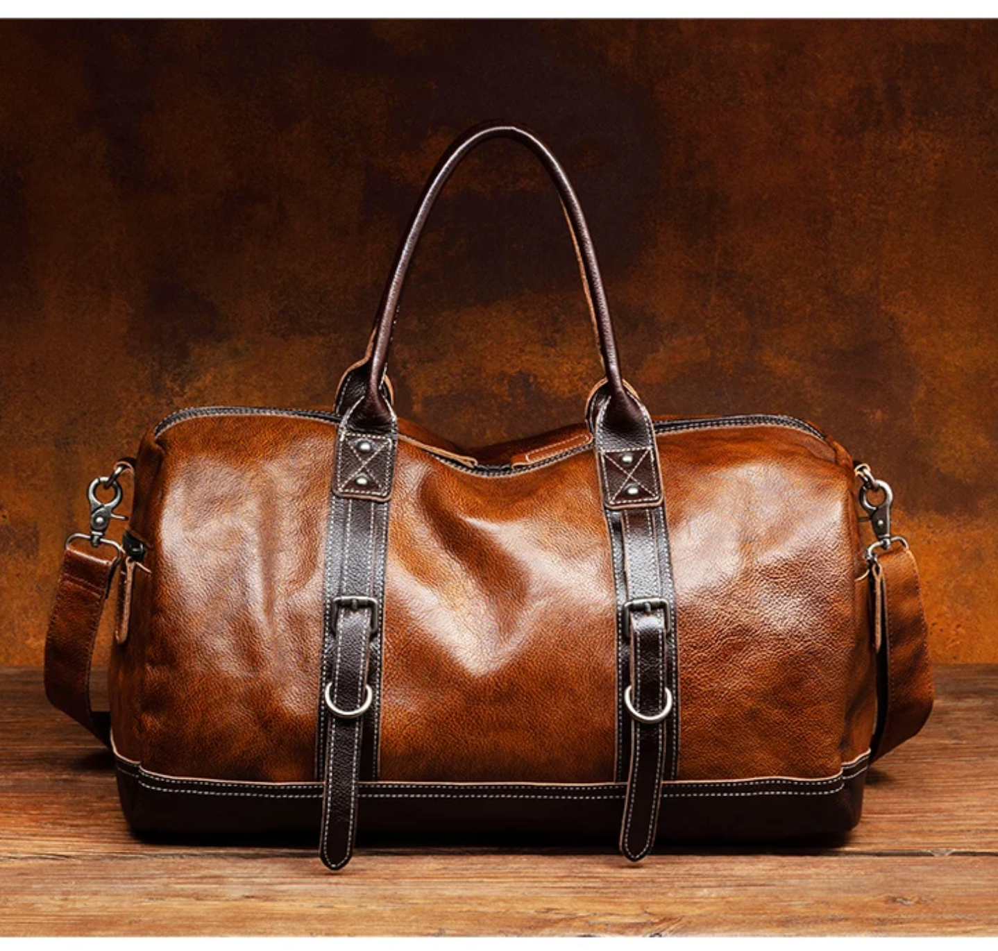 Handmade Brown Leather Travel Duffle, Gym & Overnight Bag